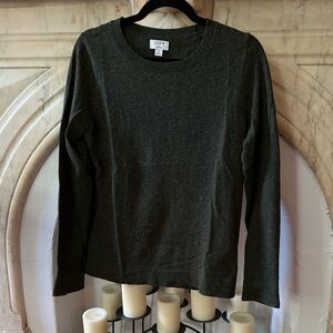 J.CREW Olive Green Teddie Cotton & Wool Crewneck Sweater